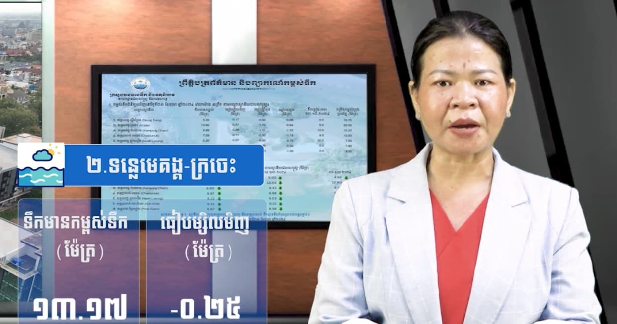 កម្ពស់ទឹកទន្លេសាប ទន្លេមេគង្គ និងទន្លេបាសាក់ ពិនិត្យឃើញនៅថ្ងៃទី២៤ ខែកក្កដា  ឆ្នាំ២០២៦