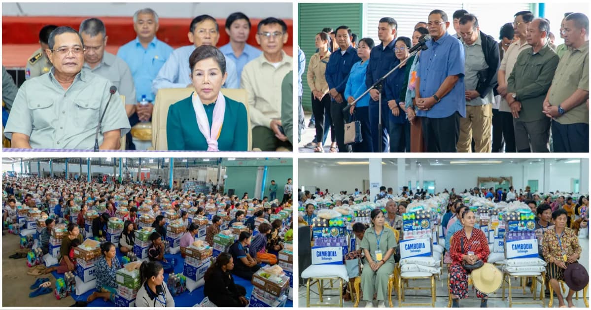 ឯកឧត្តម កែ គឹមយ៉ាន ចុះសួរសុខទុក្ខផ្ដល់អំណោយជូនដល់ប្រជាពលរដ្ឋរងគ្រោះដោយជំនន់ទឹកភ្លៀង១៤០០ គ្រួសារ ក្នុងក្រុងសិរីសោភ័ណ និងស្រុកមង្គលបូរី