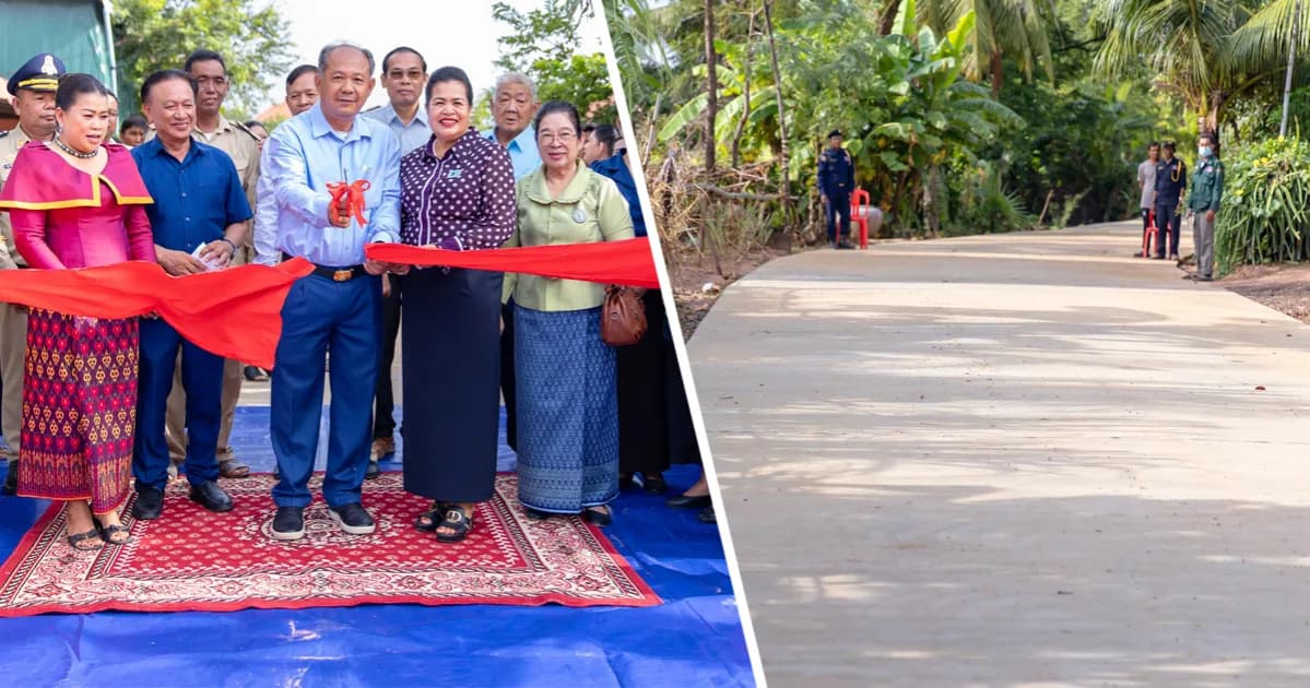 ឯកឧត្ដម អ៊ុំ រាត្រី   អញ្ជើញកាត់ខ្សែបូដាក់ប្រើប្រាស់ផ្លូវបេតុងមួយខ្សែប្រមាណប្រវែង២០០ម៉ែត្រ នៅតំបន់ដាច់ស្រយាល ស្រុកភ្នំស្រុក
